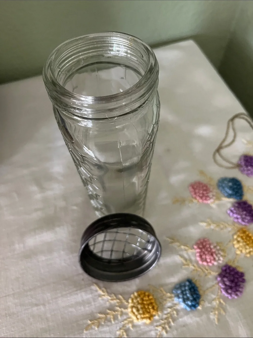 Clear Honeycomb Glass Vase with Dark Metal Rim - Home Accents